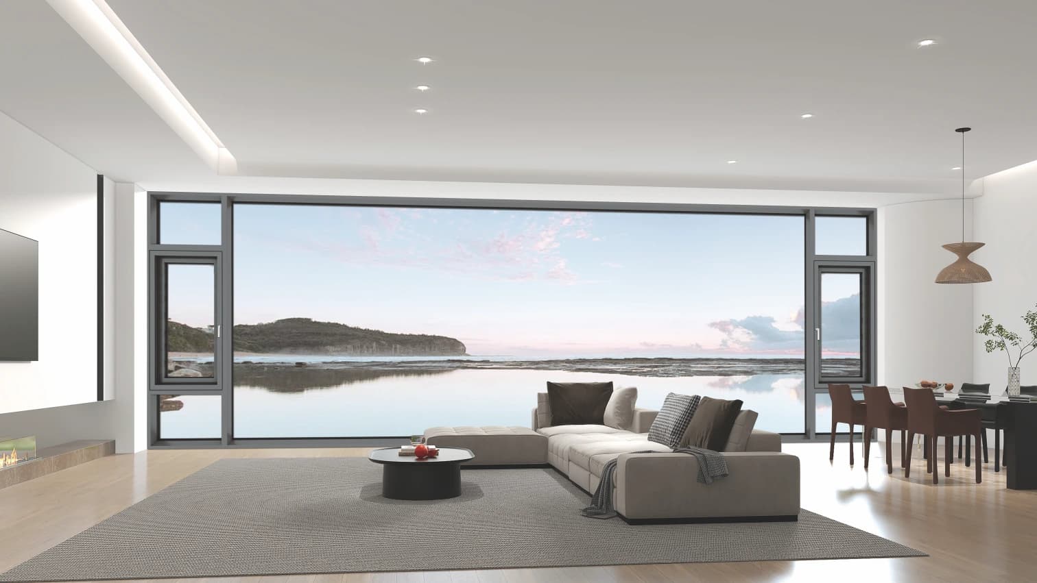 Windows in a contemporary living space
