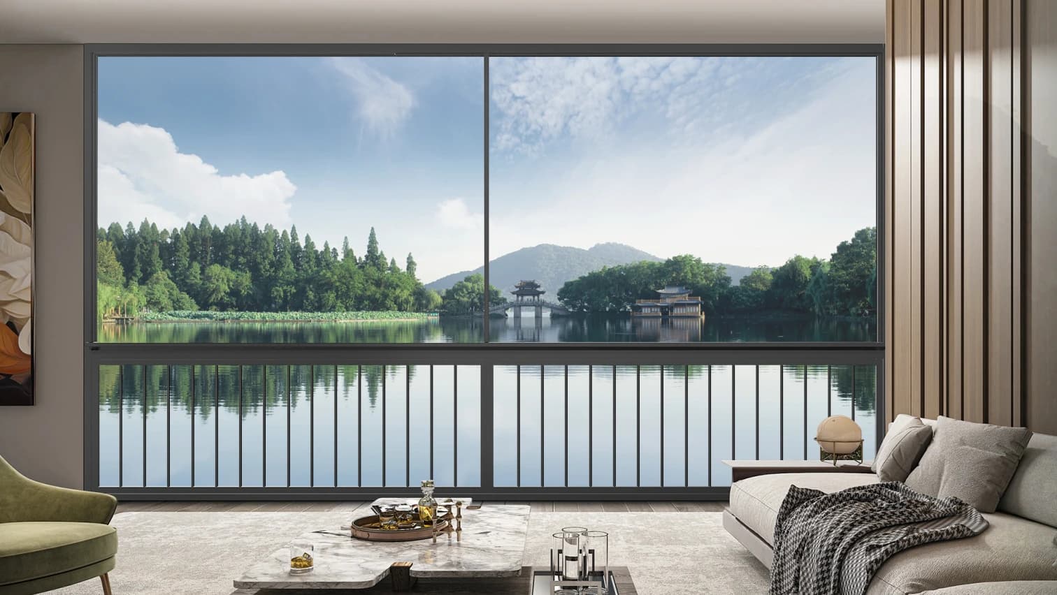 128 Six-Track Slim Suspended Sliding Thermal-Break System Window