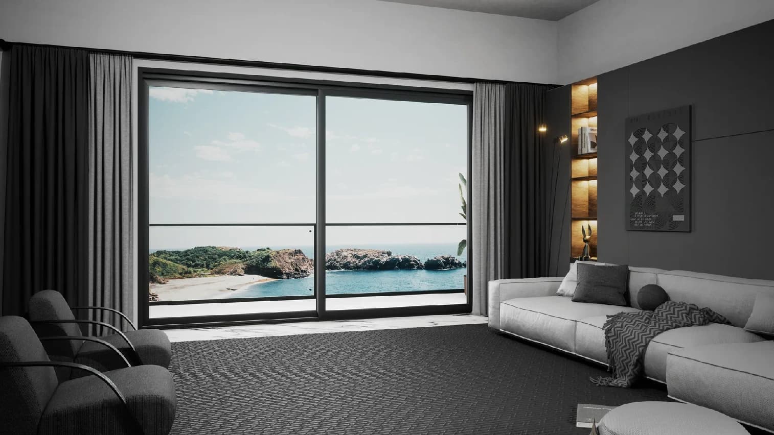 65 Narrow-Frame Sliding Door