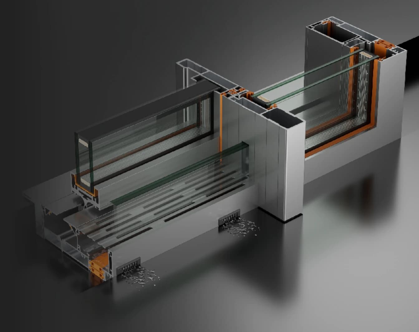 139 Panoramic Sliding Thermal-Break System Window · Drainage construction detail