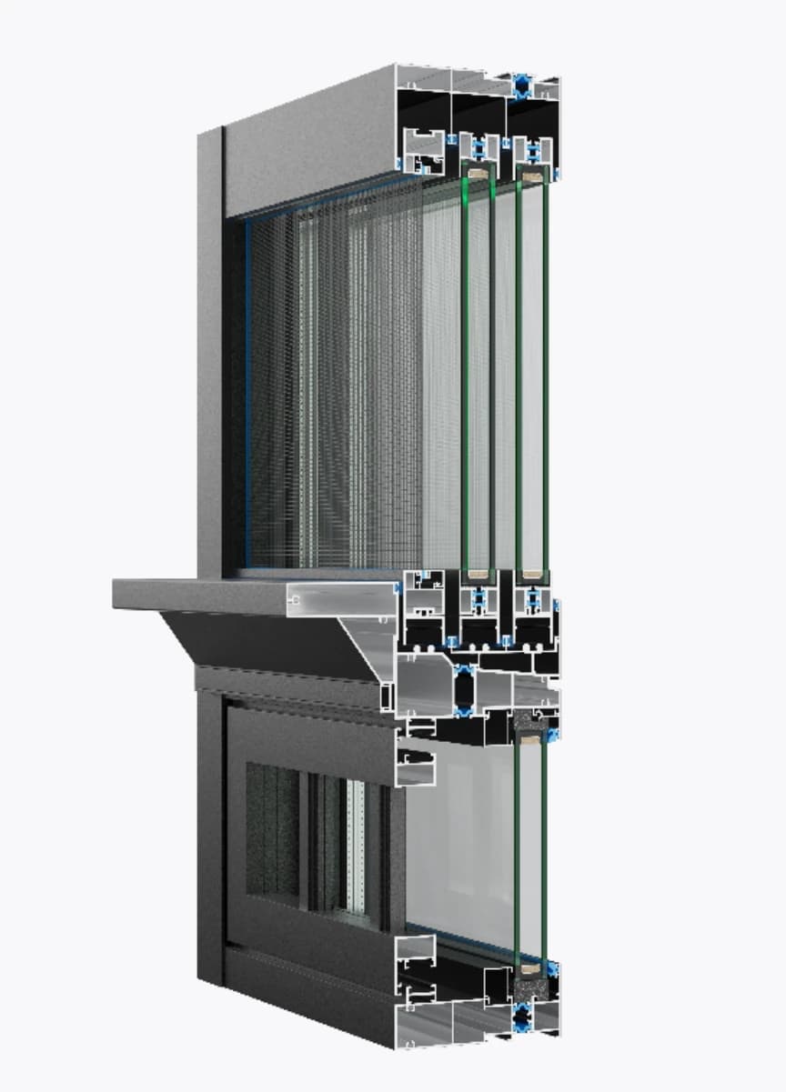 128 Six-Track Slim Sliding Thermal-Break System Window · Product construction