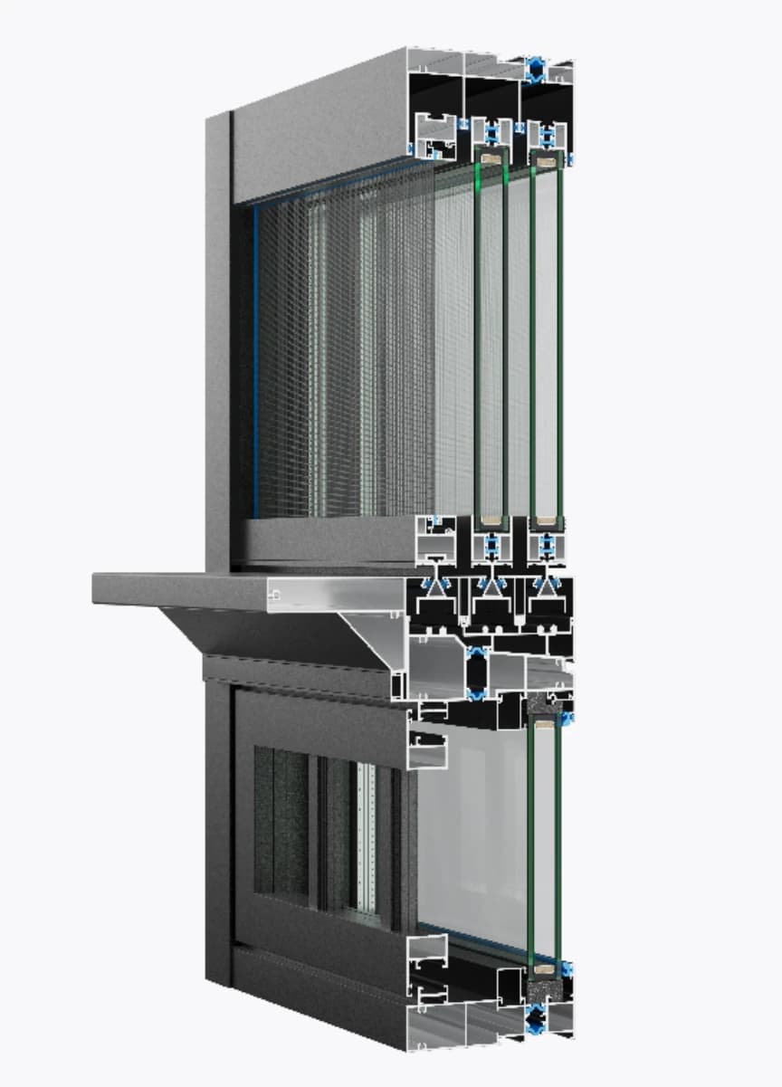 128 Six-Track Slim Suspended Sliding Thermal-Break System Window · Product construction
