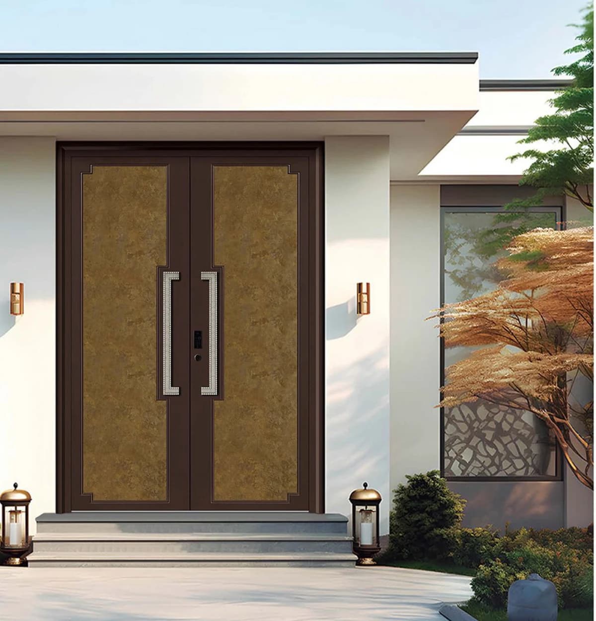 YX-25-077 Light Luxury Entrance Doors