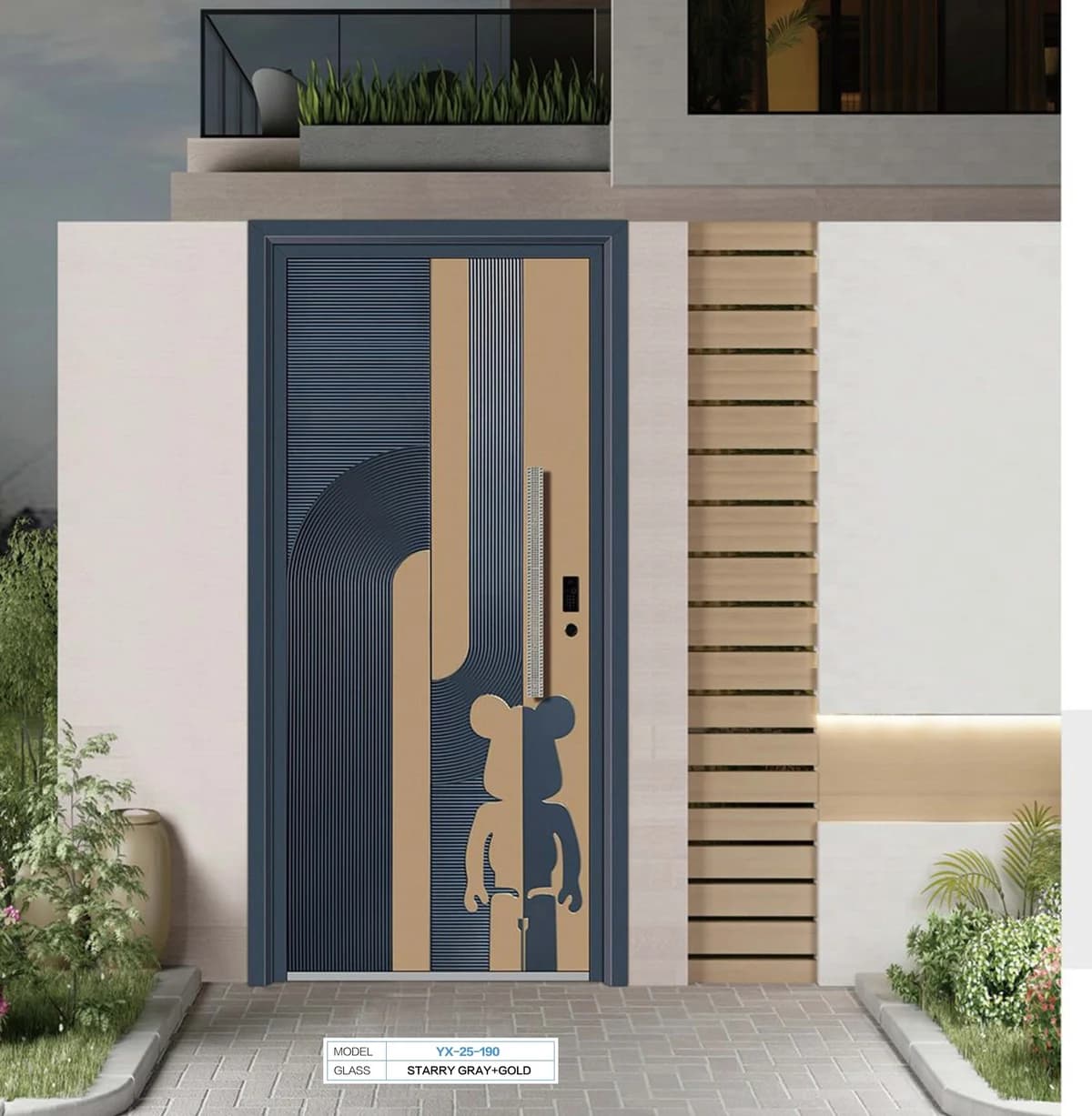 YX-25-190 Light Luxury Entrance Doors