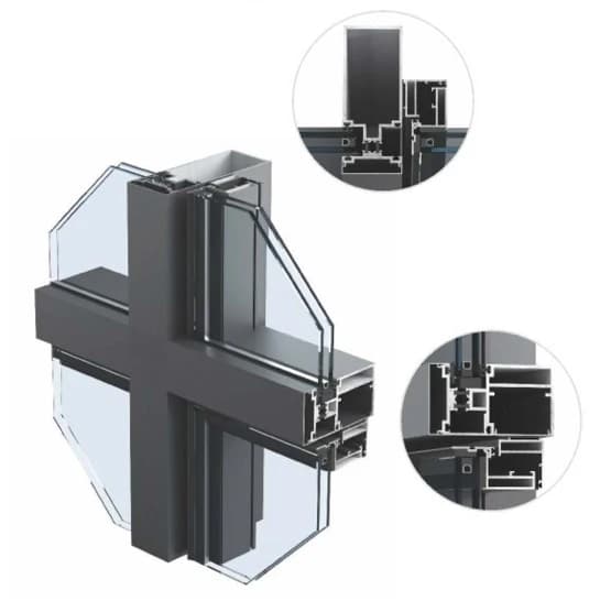 100–200×65 Thermal-Break Exposed-Frame Curtain Wall · Profile reference