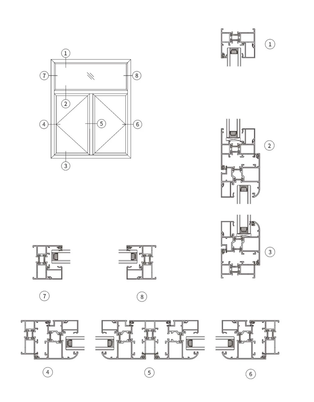 55 Thermal-Break Window & Door Series · Construction & sections