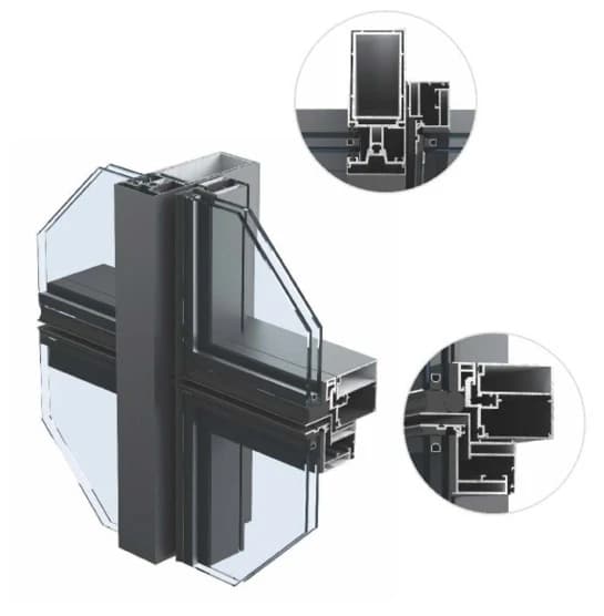 80–200×65 Semi-Concealed Curtain Wall · Profile reference