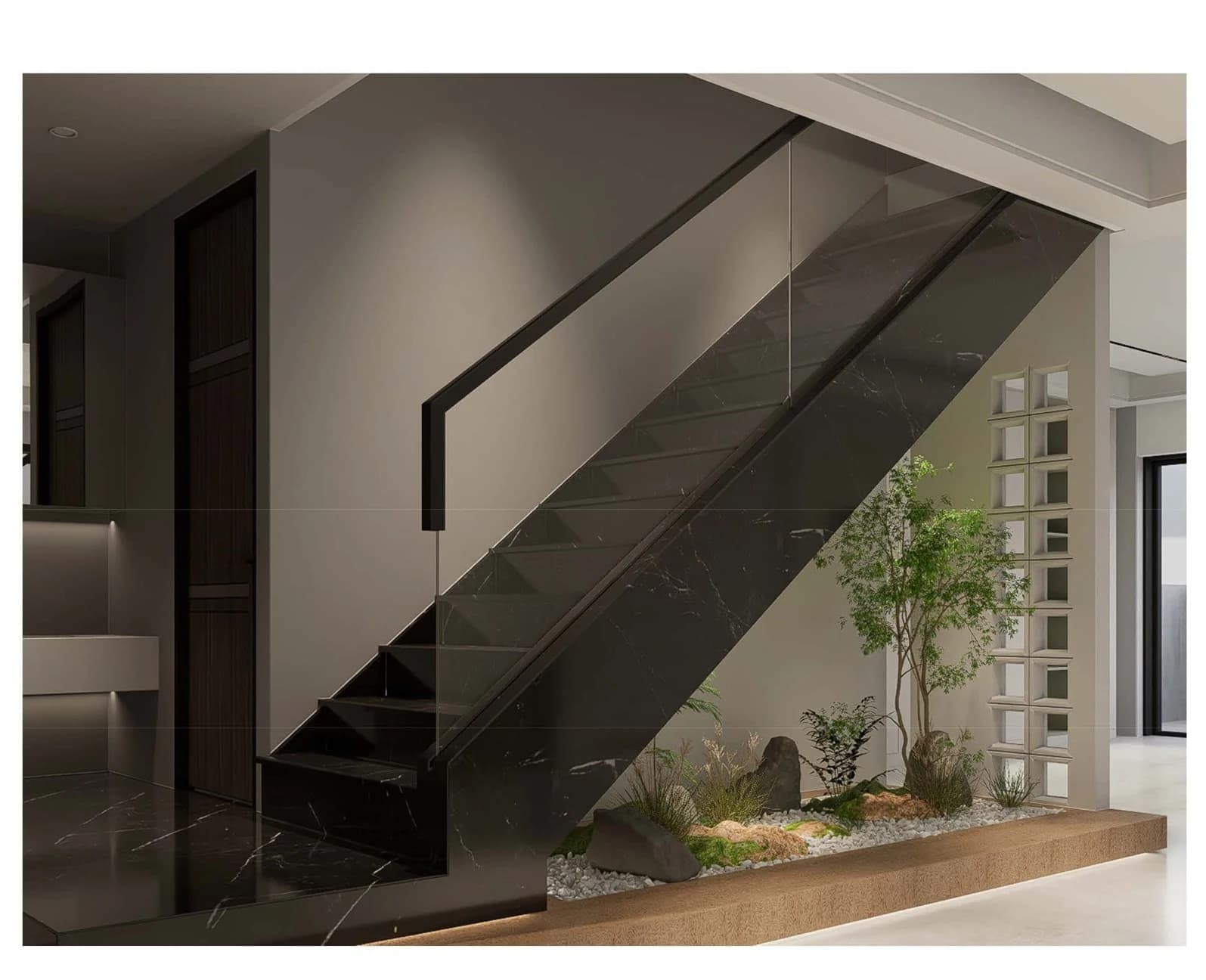 45 Handrail / 90 Recessed Base-Shoe Stair Railing
