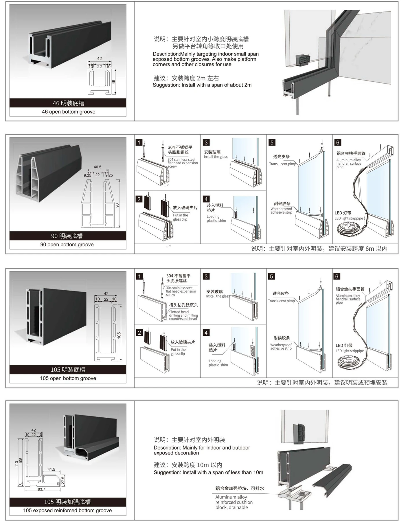 Base Shoes for Frameless Glass Railings · Construction & accessory reference