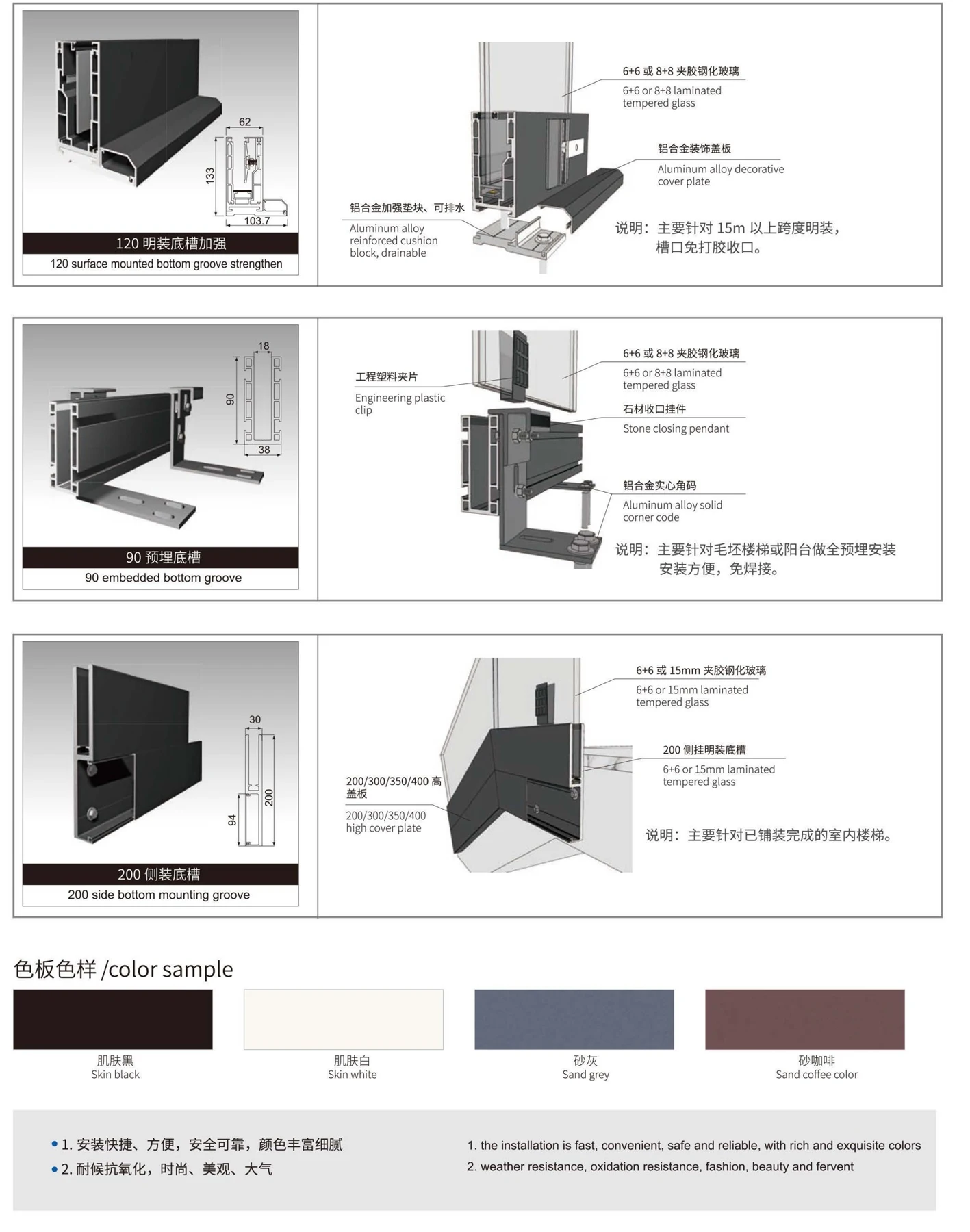 Base Shoes for Frameless Glass Railings · Construction & accessory reference