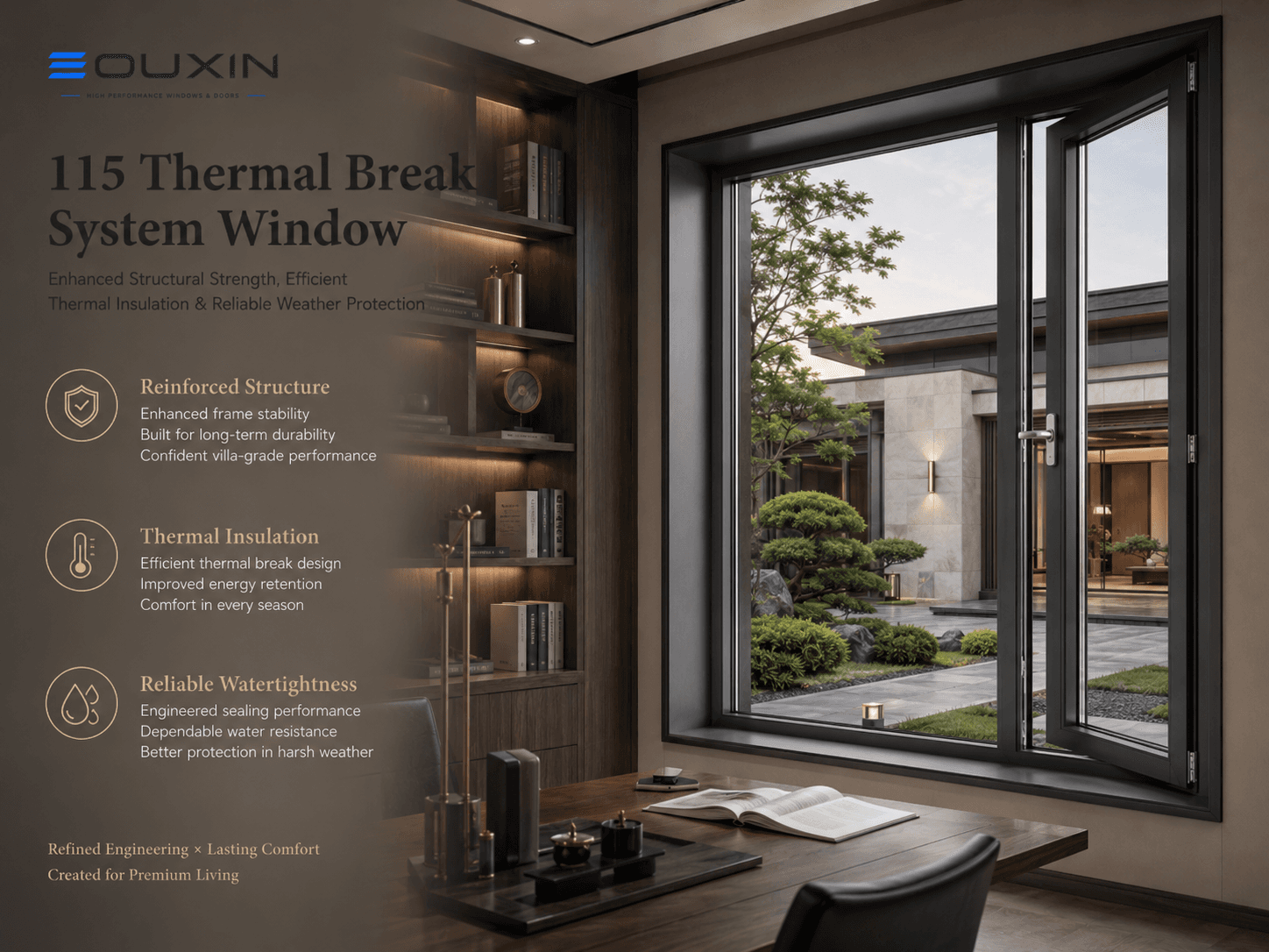 115 mm Reinforced Thermal Break Window System (3.0 mm Profile Wall)